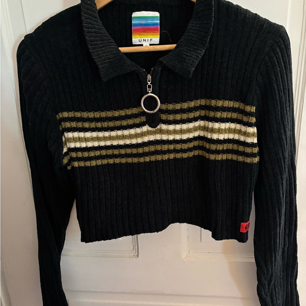 UNIF Black Ribbed Long Sleeve Top
